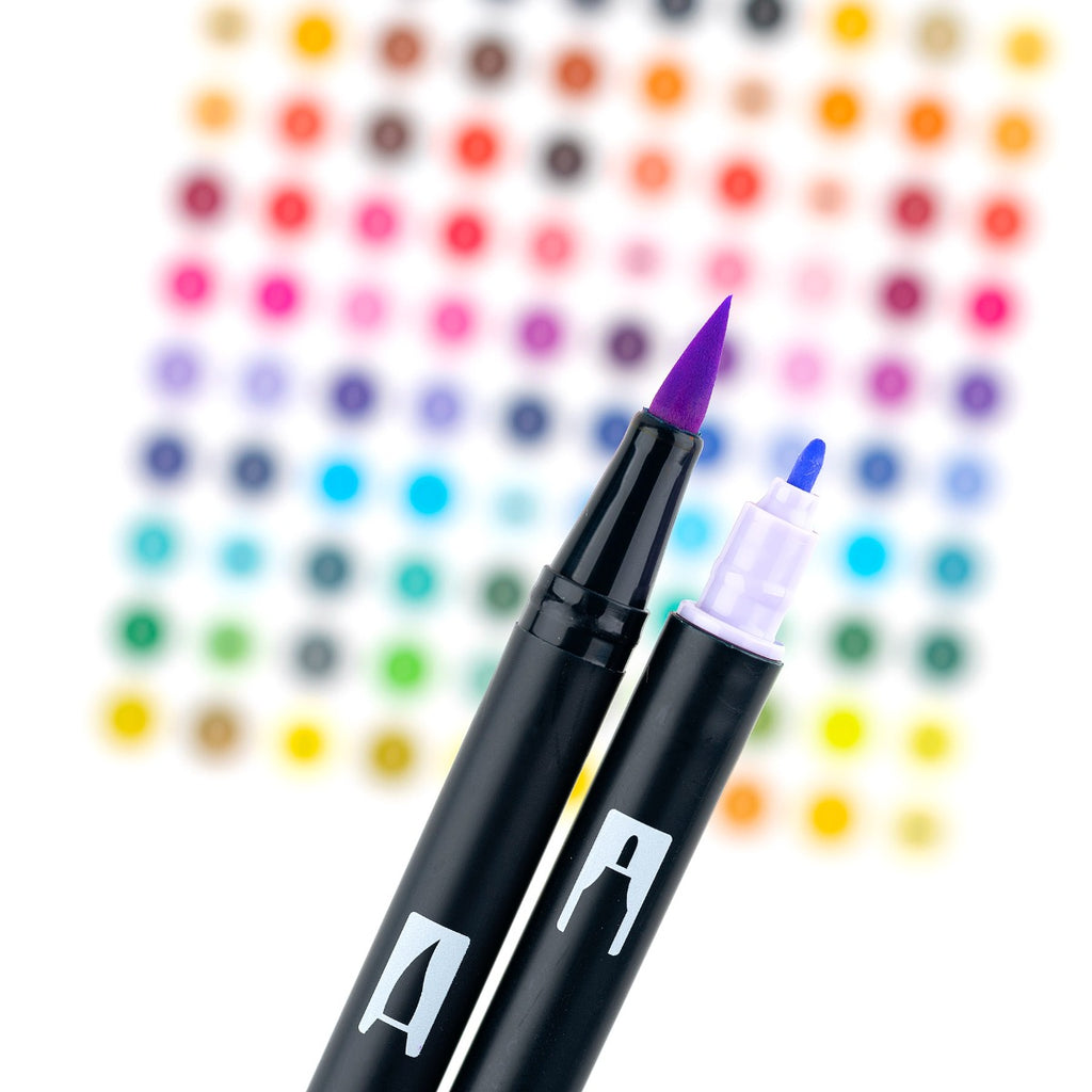 Dual Brush Pen Art Markers, Pastel, 10-Pack + Free Fudenosuke Brush Pen