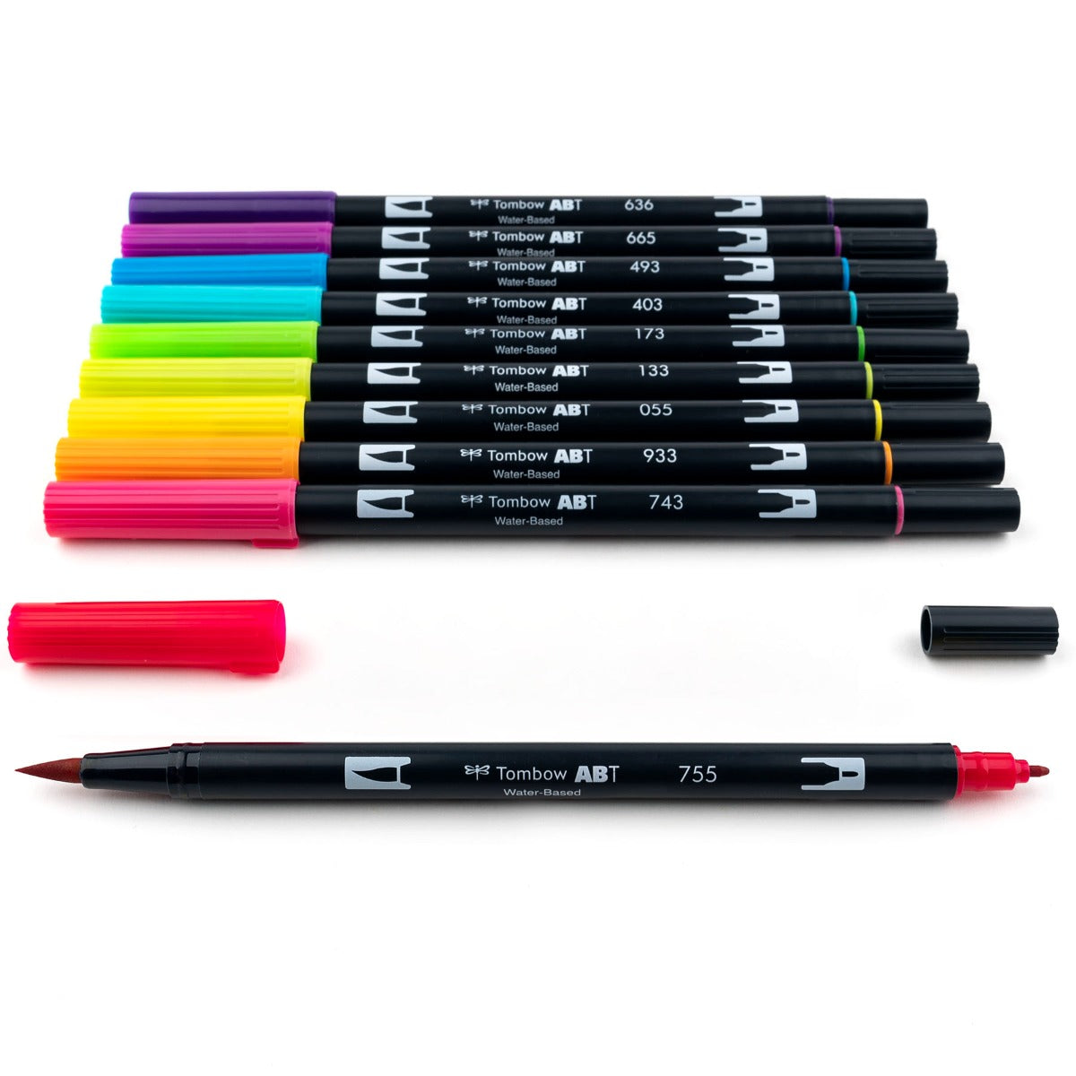 Dual Brush Pen Art Markers, Bright, 10-Pack + Free Fudenosuke Brush Pen