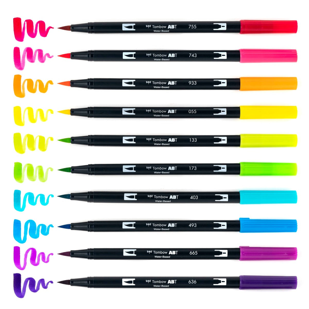 Dual Brush Pen Art Markers, Bright, 10-Pack + Free Fudenosuke Brush Pen
