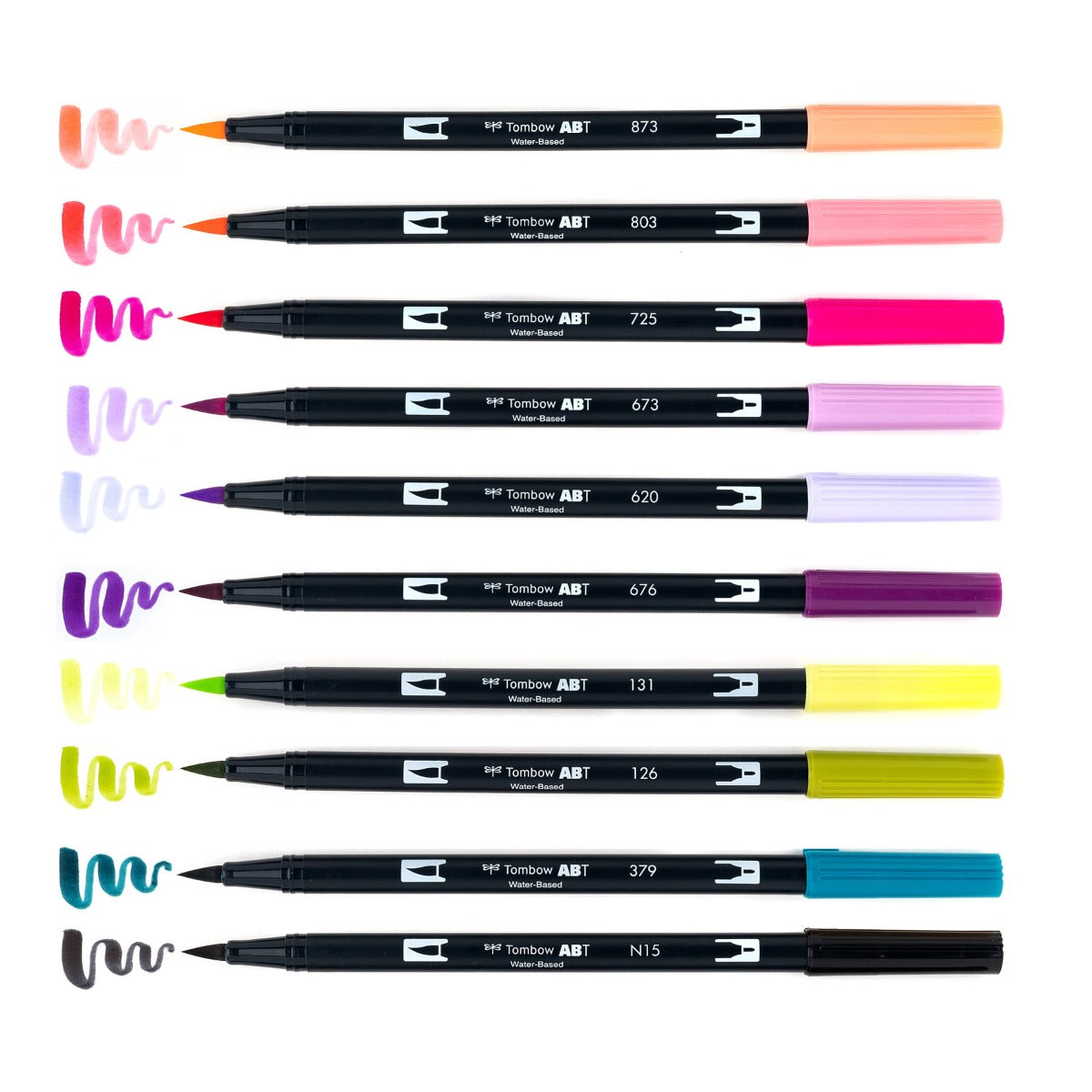 Dual Brush Pen Art Markers, Lettering Favorites, 10-Pack + Free Fudenosuke Brush Pen