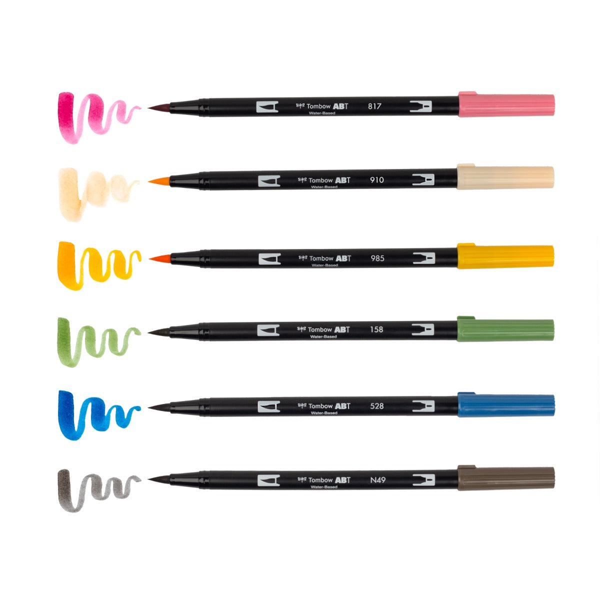 Dual Brush Pen Art Markers, Manga Illustration, Flower 6-Pack