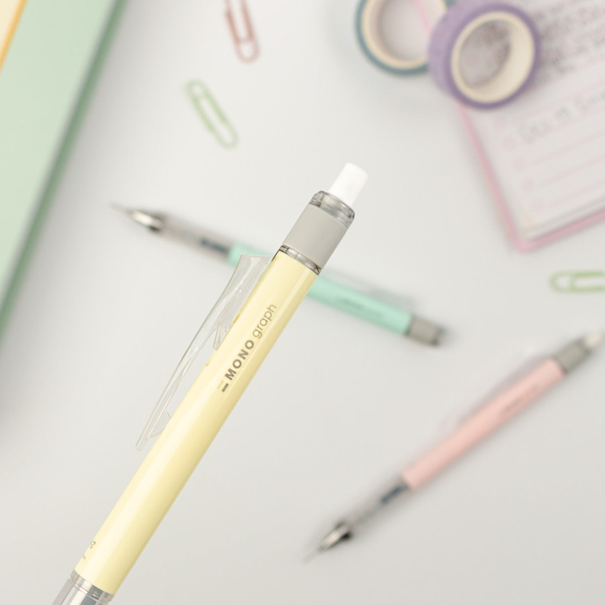 MONO Graph Mechanical Pencil + Eraser Set, Cream Yellow