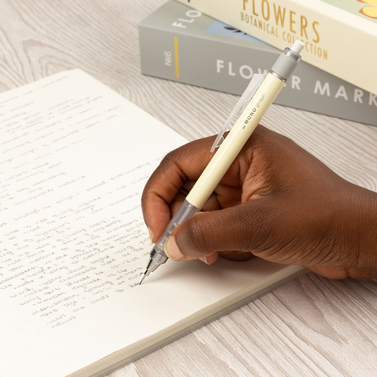 MONO Graph Mechanical Pencil + Eraser Set, Cream Yellow