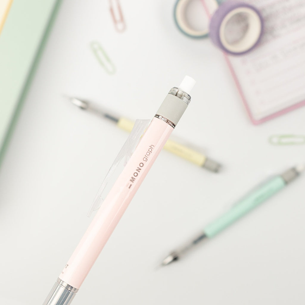 MONO Graph Mechanical Pencil + Eraser Set, Coral Pink