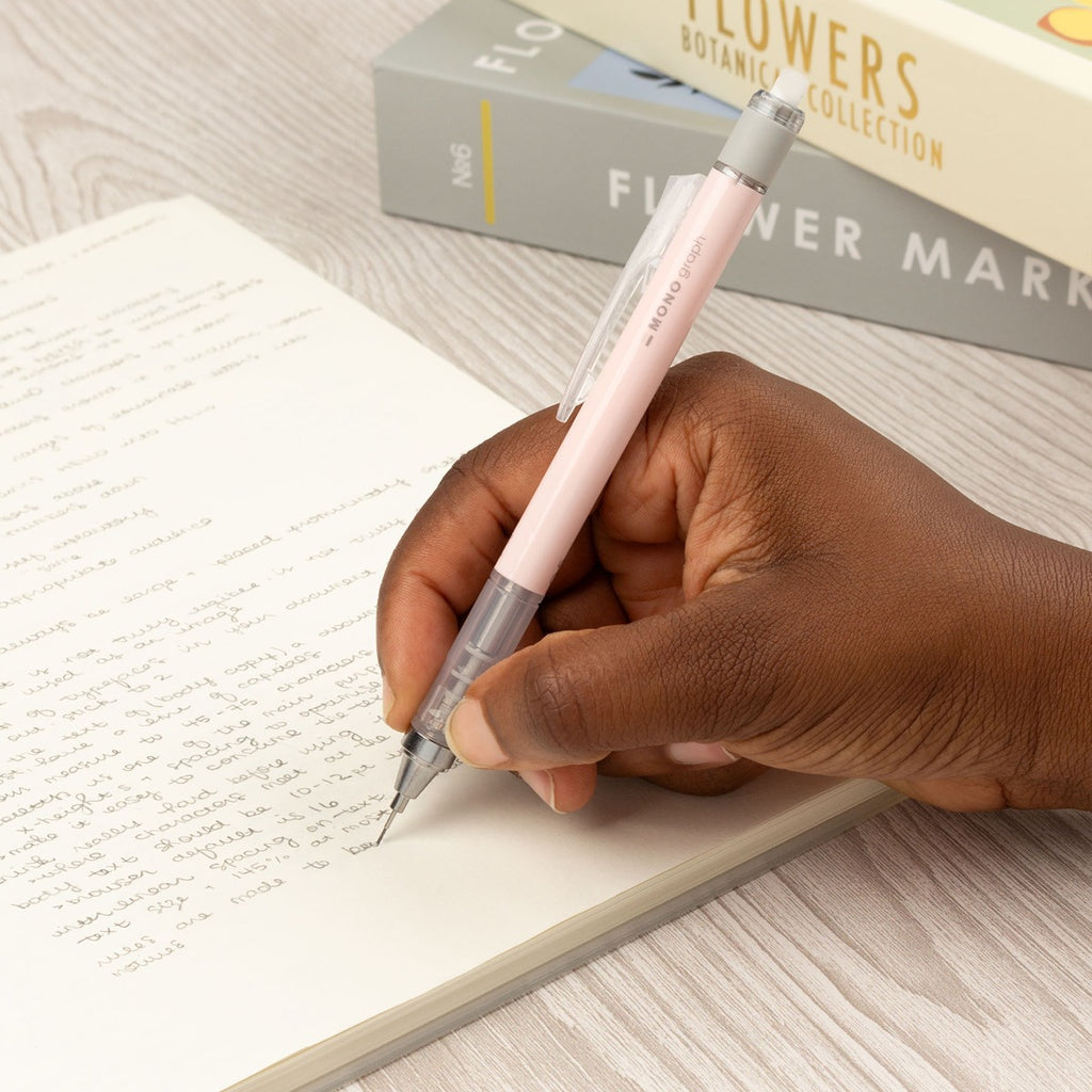 MONO Graph Mechanical Pencil + Eraser Set, Coral Pink