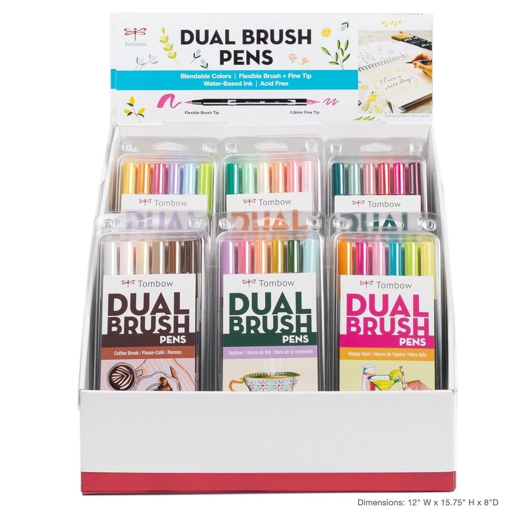 Dual Brush Pen Tabletop Display, 6-Pack Sets
