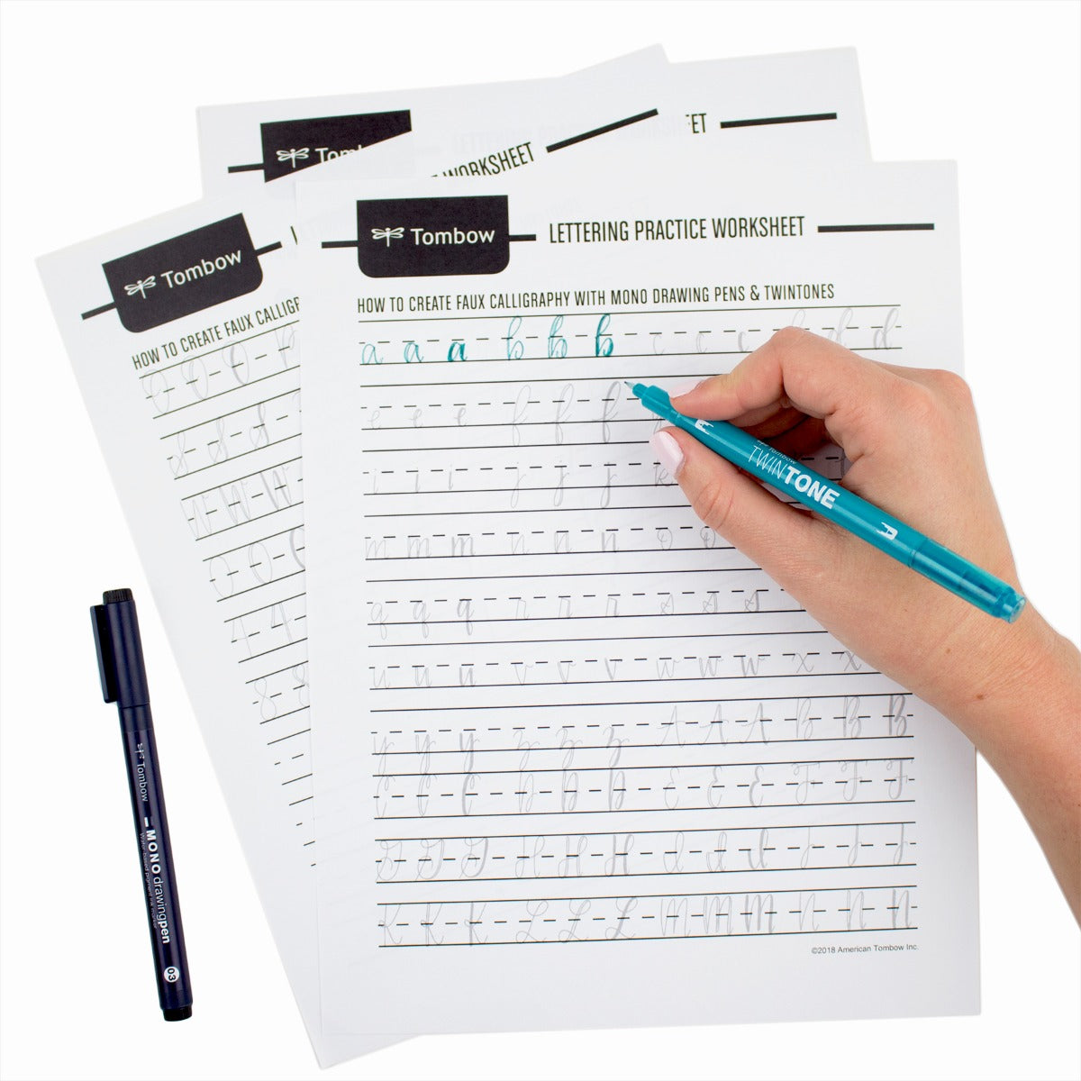 MONO Drawing Pen Faux Calligraphy Practice Worksheets