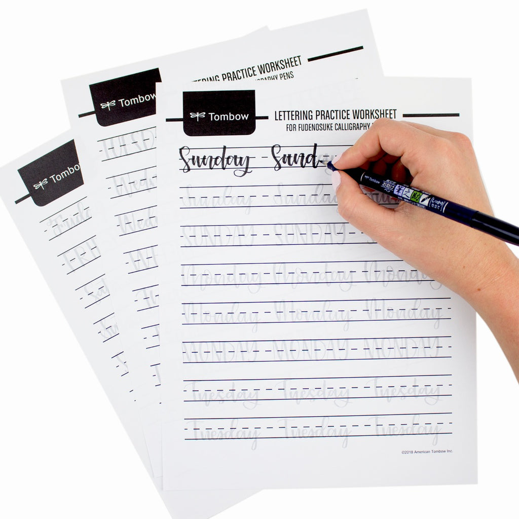 Fudenosuke Lettering Practice Worksheets: Days