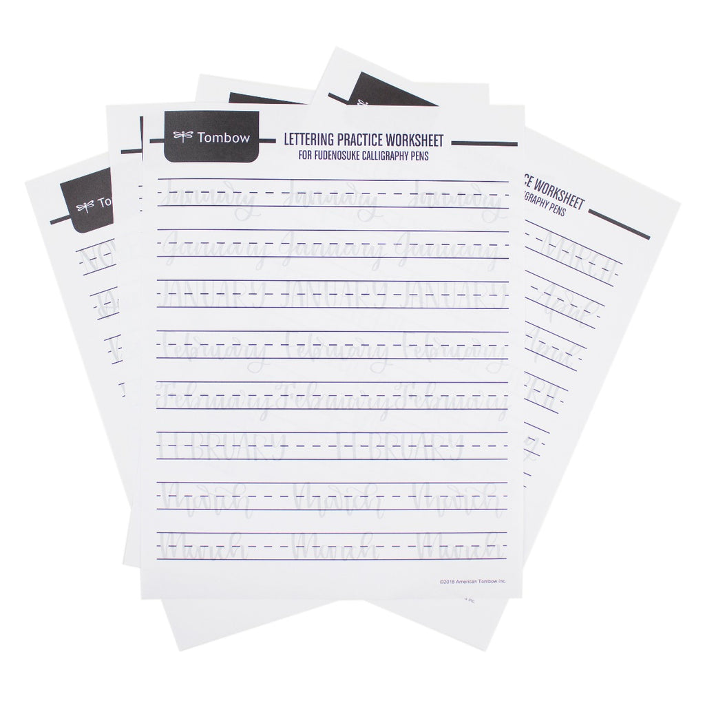 Fudenosuke Lettering Practice Worksheets: Months