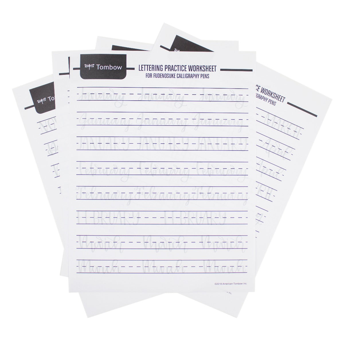 Fudenosuke Lettering Practice Worksheets: Months