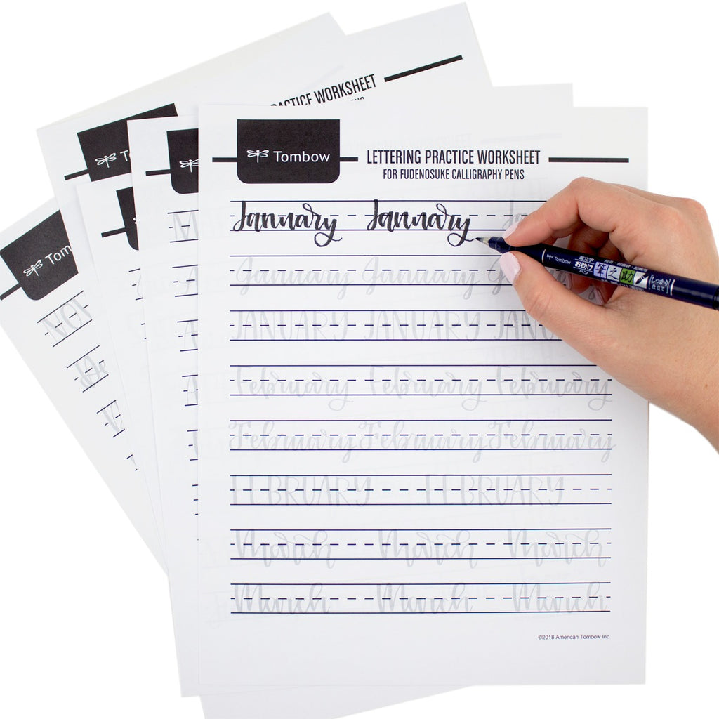 Fudenosuke Lettering Practice Worksheets: Months